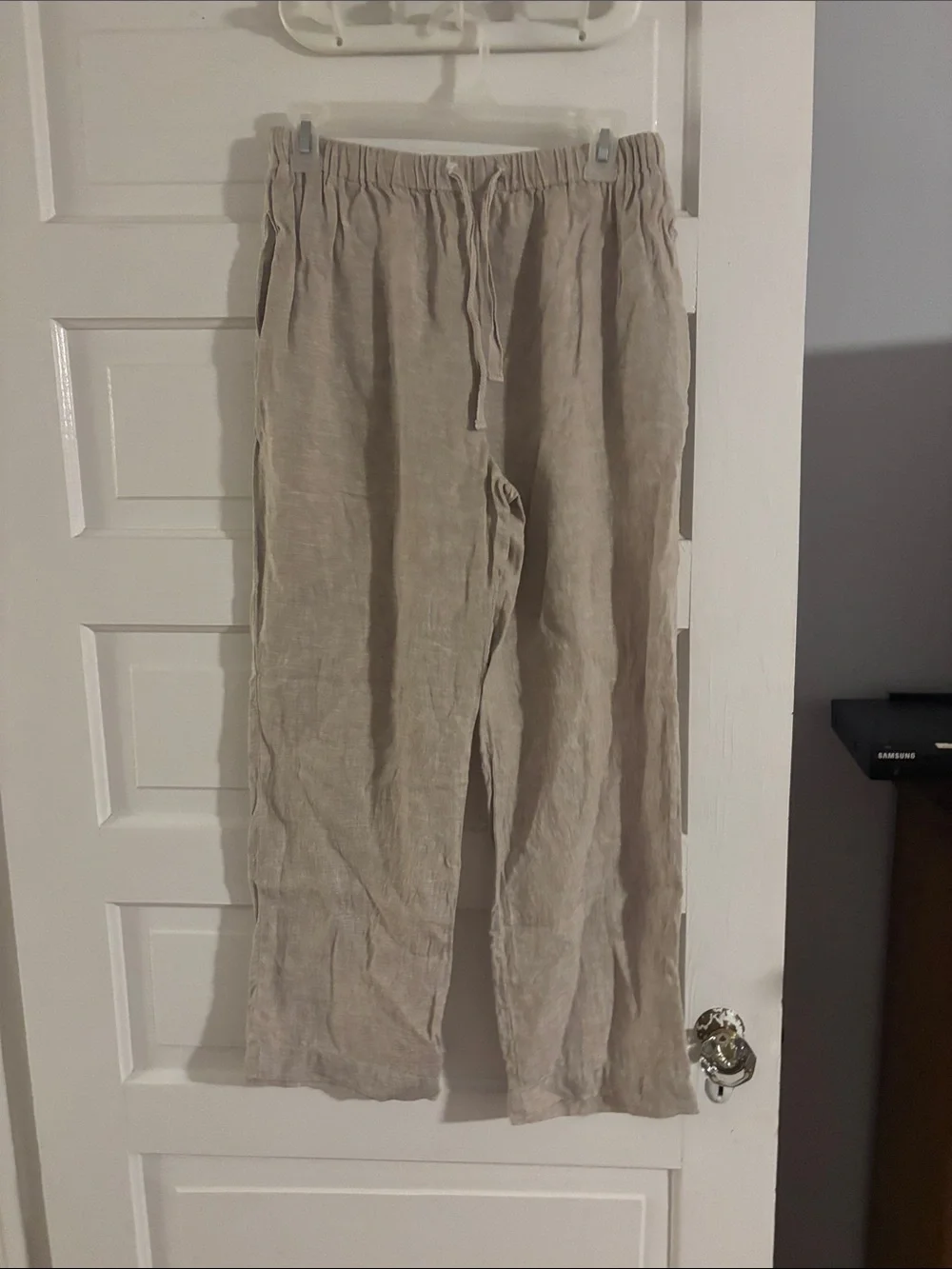 Quince Beige Linen Drawstring Pants